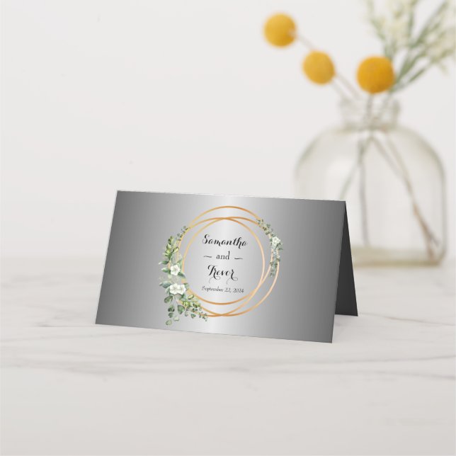 Silver & Gold: En blomsterprakt för bröllop Placeringskort (Baksida)