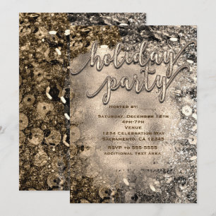 Silver & Gold Holiday Party Sequins Inbjudningar