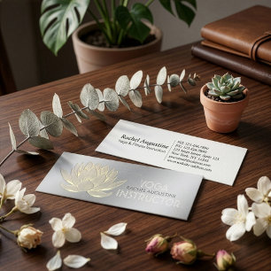 Silver Gold Lotus Yoga Meditation Reiki Instruktör Mini Visitkort