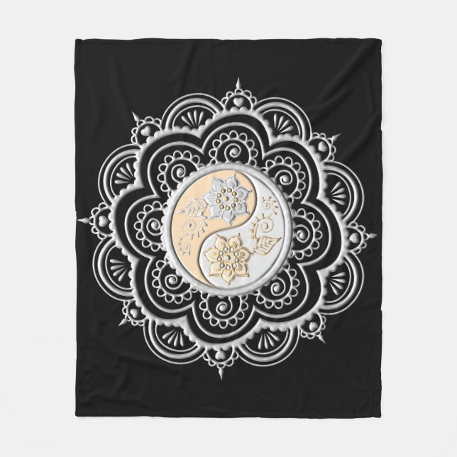 Silver & Gold Mandala Fleecefilt (Framsidan)
