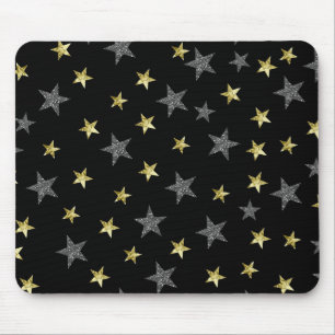 Silver & Gold Stars Svart Hollywood Star Glam Musmatta