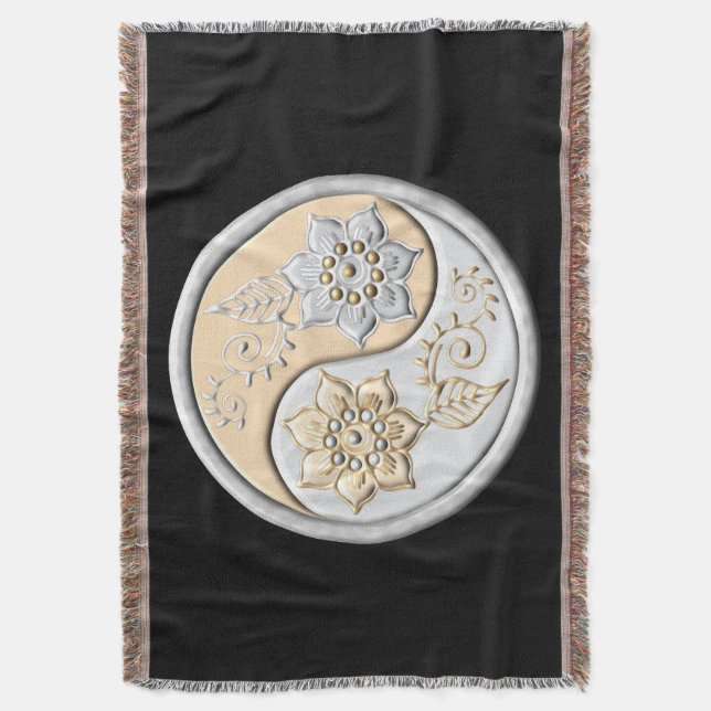 Silver & Gold Yin Yang Filt (Framsidan Vertikal)