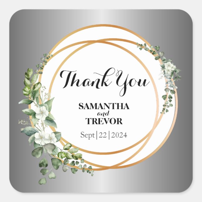 Silver Golden Botanica: Tack Fyrkantigt Klistermärke (Framsida)