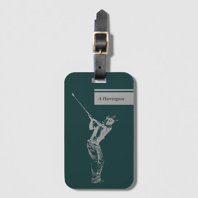 Silver golfer bagagebricka (Framsida vertikal)