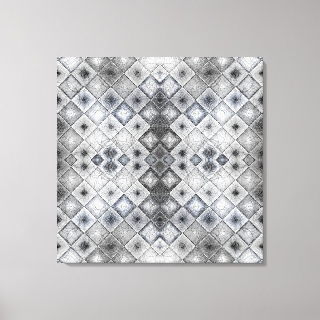Silver & Grå Geometrisk Abstrakt Gitterstruktur Canvastryck (Framsida)
