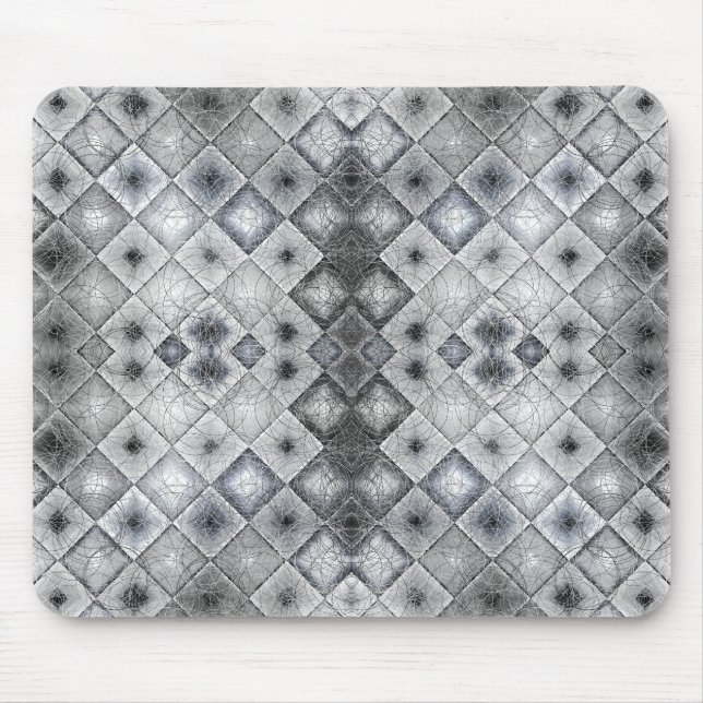 Silver & Grå Geometrisk Abstrakt Gitterstruktur Musmatta (Framsidan)