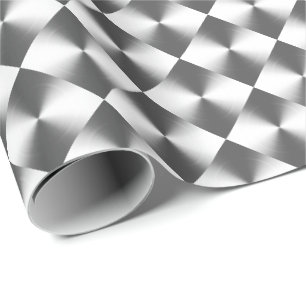 Silver Grå Rutig Mönster Presentpapper