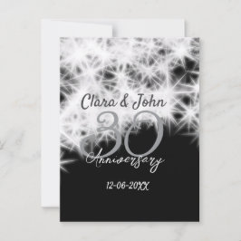Silver grå svart 30-års bröllopsjubileum glitter vykort