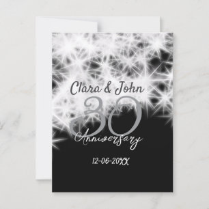 Silver grå svart 30-års bröllopsjubileum glitter vykort