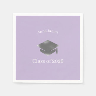 Silver Grad Cap in Dusty Lavender Pappersservett