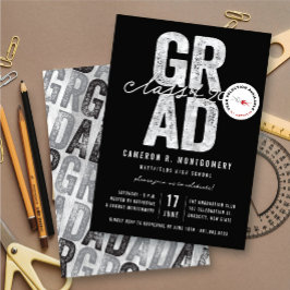 Silver GRAD-klass för 2025 Snyggt Studentfest Inbjudningar