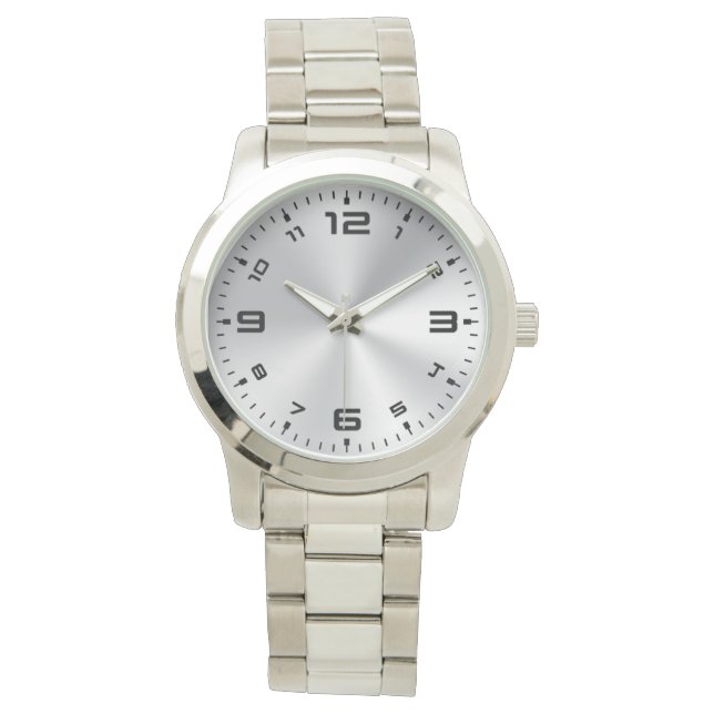 Silver Gradient Oversized Silver Bracelet Watch Armbandsur (Framsida)