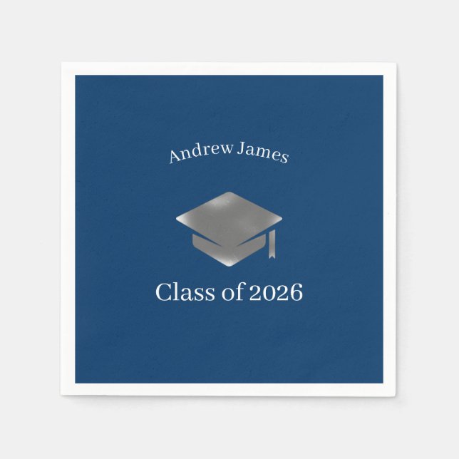  Silver Graduation Cap -Class of 2026= no2 Pappersservett (Framsidan)