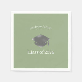 Silver Graduation Cap -Class of 2026= no3 Pappersservett