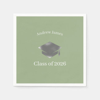 Silver Graduation Cap -Class of 2026= no3 Pappersservett