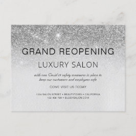 Silver Grand Reöppning Glitter Luxury Hair Salon Meddelande Vykort