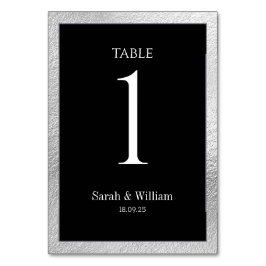 Silver Gräns Svarta Bröllop-Bordsnumret Bordsnummer