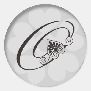 Silver Gräns Swirls Monogram O Runt Klistermärke