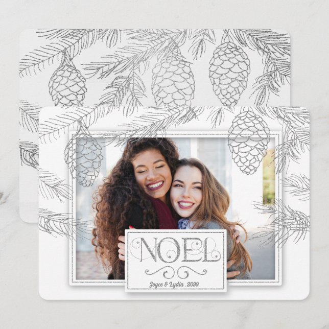 Silver Gräs Noel Botanical Photo Julkort (Fram/baksida)