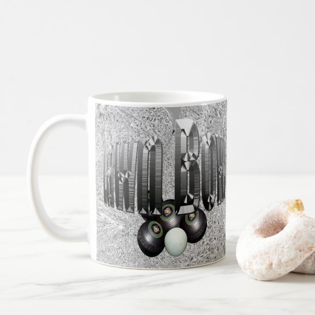 Silver Gräsmatta Bowls Logotyp med Bowls Kaffemugg (Med munk)
