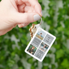 Silver Grått 4-fotopatrutor för Roligt, klass, års Nyckelring