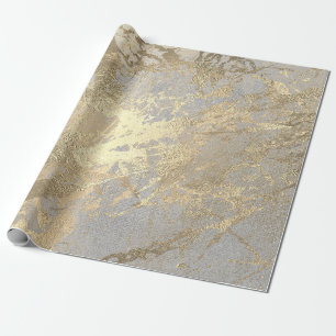 Silver Grått Abstrakt Golden Metallic Glass Stroke Presentpapper