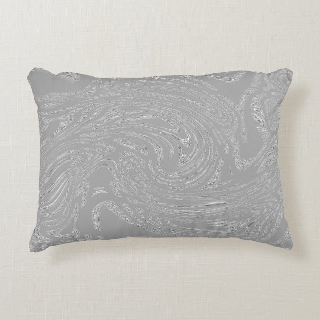 Silver Grått Abstrakt Pillow Prydnadskudde (Framsidan)