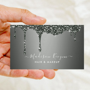 Silver Grått Bakgrundsdroppning Glitter Struktur Visitkort