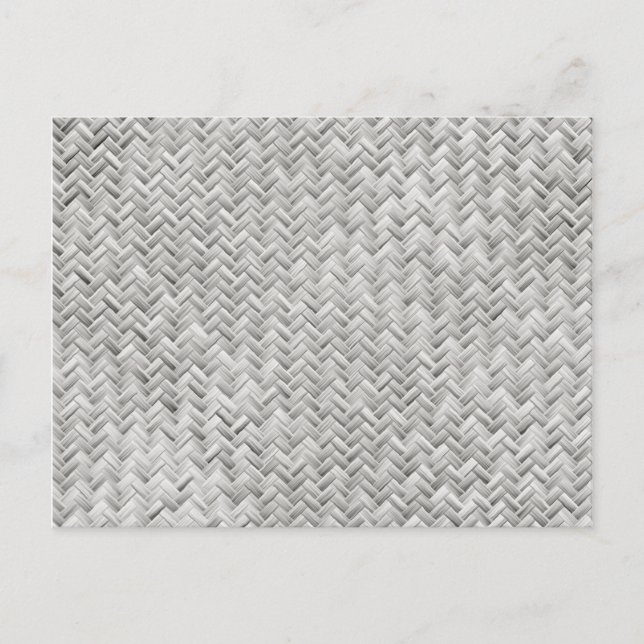 Silver Grått Basket Weave Geometric Mönster Vykort (Framsida)