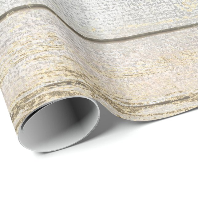 Silver Grått Beach Champaign Guld Wood Rustic Presentpapper (Rullad Hörn)