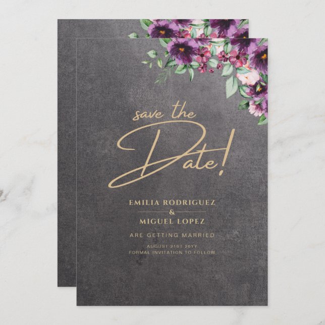 Silver Grått Berry Blommigt Bröllop Winter Fall Inbjudningar (Fram/baksida)