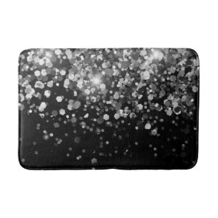 Silver Grått Black Glitter #3 (Faux Glitter) Badrumsmatta