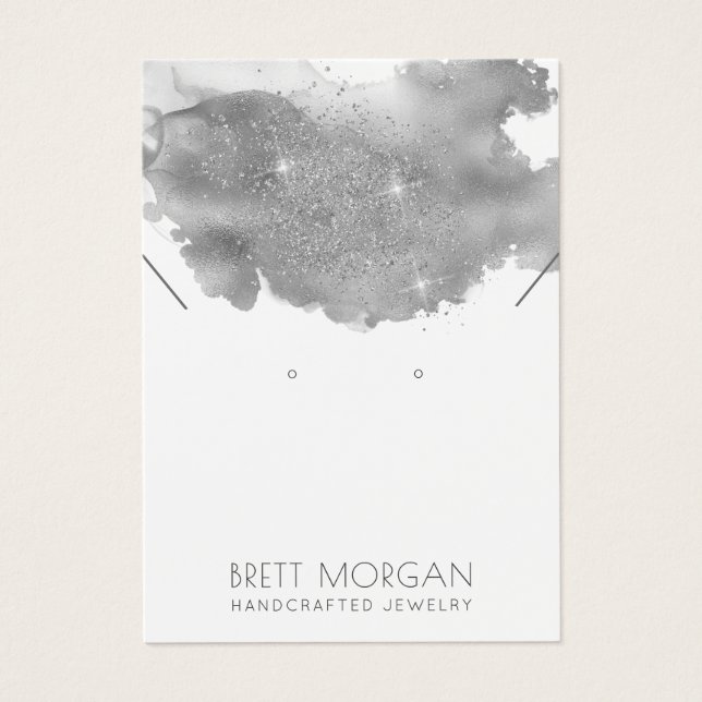 Silver Grått Bläck Glitter och halsregion Visitkort (Framsidan)