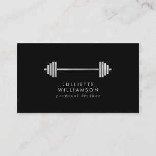Silver Grått & Black Personal Trainer Social Media Visitkort