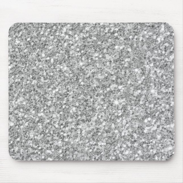 Silver Grått Bling Glitter Musmatta (Framsidan)