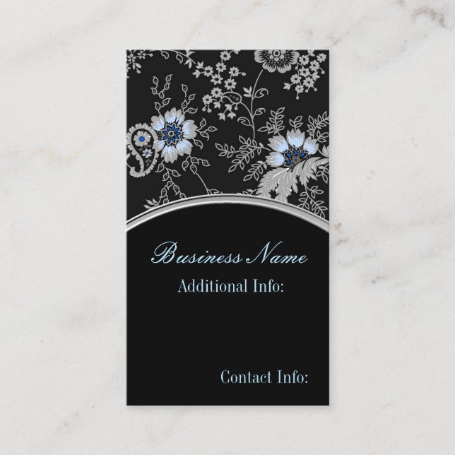 SILVER GRÅTT BLOMMIGT AFFÄRSKORT 2 VISITKORT (Framsida)
