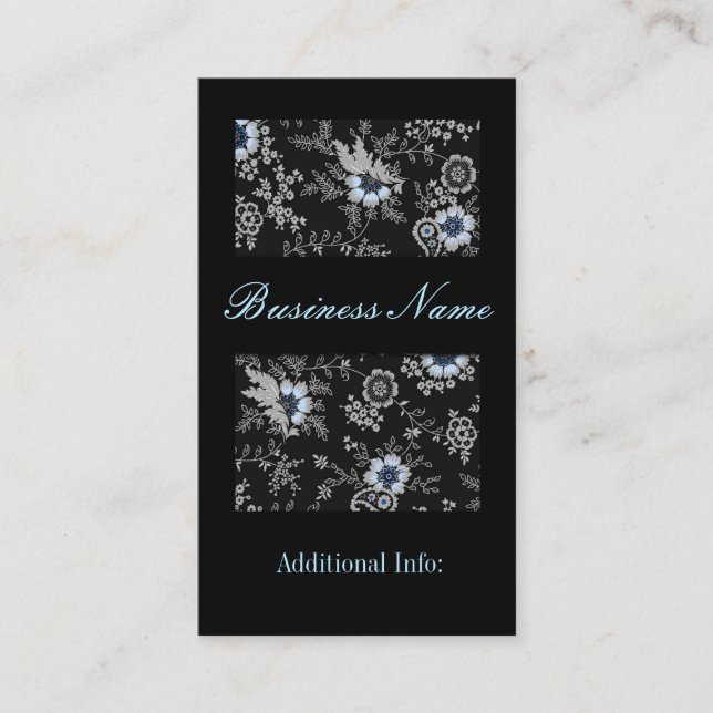 SILVER GRÅTT BLOMMIGT AFFÄRSKORT 5 VISITKORT (Framsida)