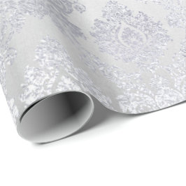 Silver Grått Blommigt Damask Blommigt Royal Monoch Presentpapper