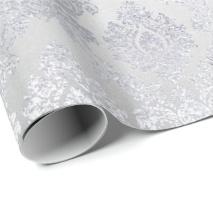 Silver Grått Blommigt Damask Blommigt Royal Monoch Presentpapper
