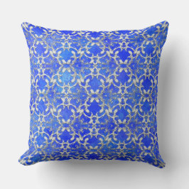 Silver Grått Blue Dancing Scrolls Mönster Kudde