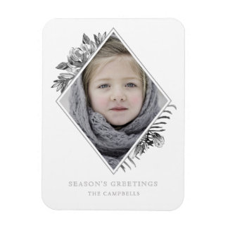 Silver Grått Botaniskt Elegant Helgdag Magnet