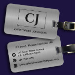 Silver Grått Brushed Metall Black Monogrammed fets Bagagebricka<br><div class="desc">Öka din resa stil med vår Silver Grått Brushed Metall Black Monogrammed Luggage Tag! Gör en påstående med ett slimmat monogram och namn med fetstil svart på framsidan, och lägg till lite sofistikering i bagaget. På baksidan är det lätt att identifiera viktiga kontaktuppgifter som adress, mobilt nummer och e-post. Resa...</div>