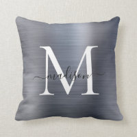 Silver Grått Brushed Metall Girly-skript Monogram