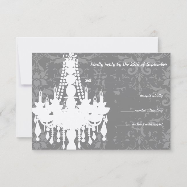 Silver & Grått Chandeliers Damask Wedding OSA (Framsida)