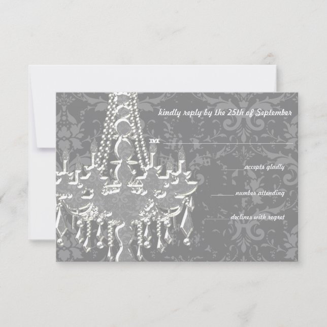 Silver & Grått Chandeliers Damask Wedding OSA (Framsida)
