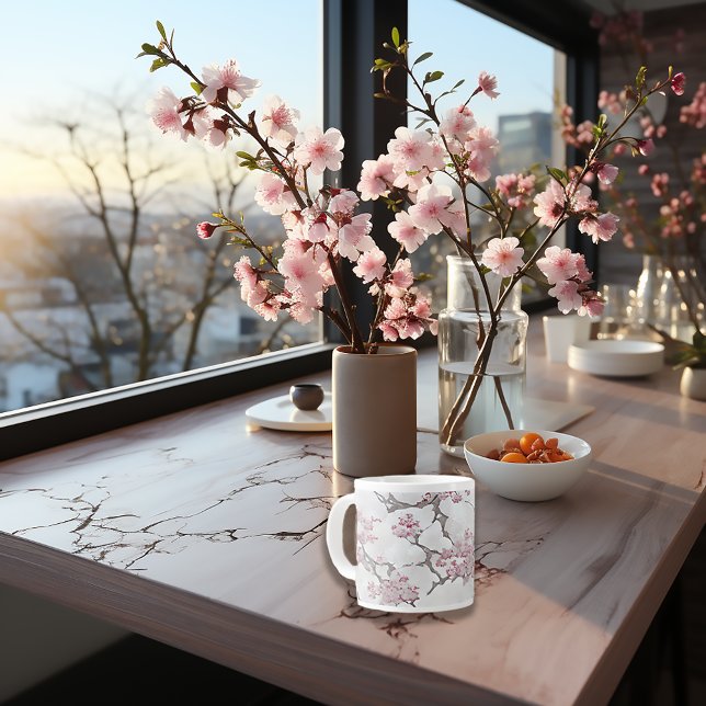 Silver Grått Cherry Blommar Elegance Jumbo Mugg (Skapare uppladdad)