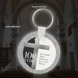 Silver Grått Church 100-årsdagen Personlig Nyckelring