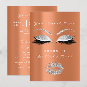 Silver Grått Coral Läppar Glitter Möhippa Sweet 16 Inbjudningar