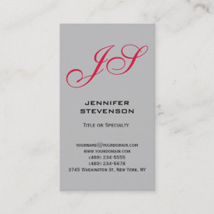 Silver Grått Crimson Red Monogram Affärskort Visitkort