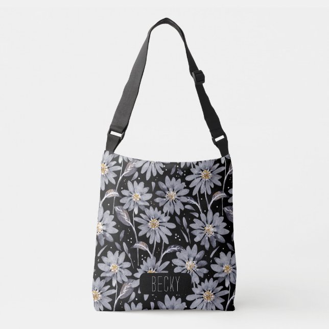 Silver Grått Daisys Personlig Tote Bag Axelväska (Framsida)